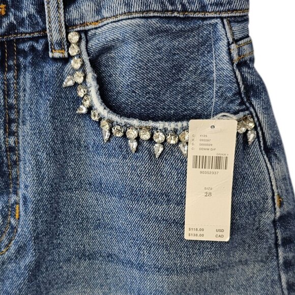 Anthropologie Pilcro Lover Embellished Denim Shorts Size 28 Gemstone NWT Cut Off - Picture 6 of 10